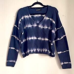 Blank NYC tie dyed bleach dyed cropped a neck knit sweater sz S